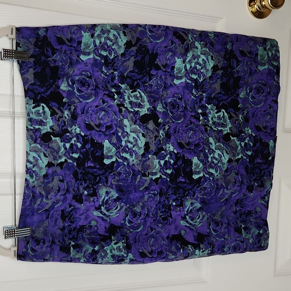 Talbots floral mini pencil skirt purple teal NWT fully lined - Picture 1 of 9